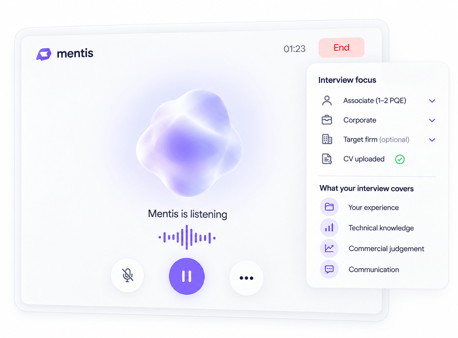A live interview in progress with Mentis listening
